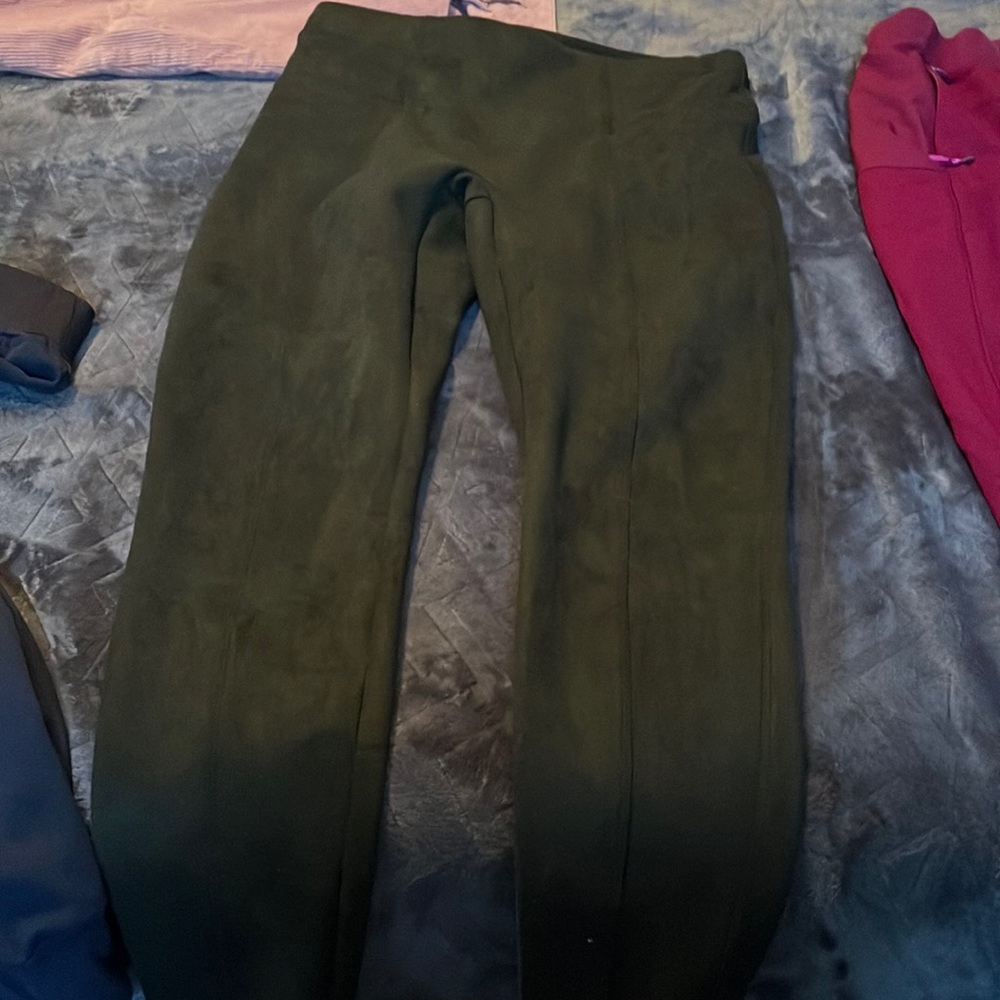 Spanx Olive faux suede Leggings
